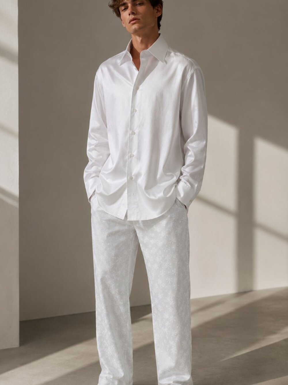 David Donahue Trim White Cotton Dress Shirt 15.5 32/33
